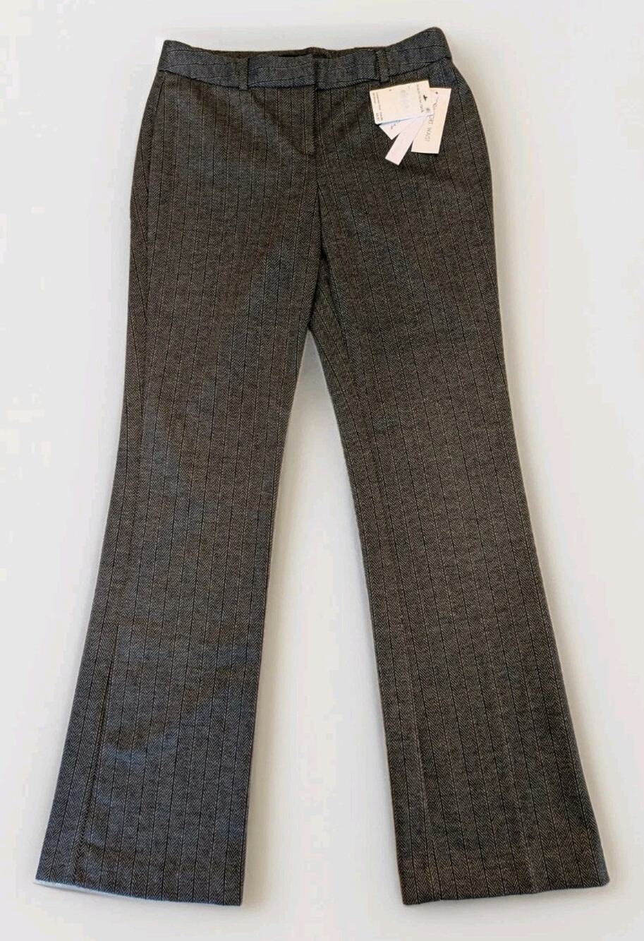 Amanda + Chelsea Pants Womens 4 NWT Gray Herringbone Bootcut Dress Trousers